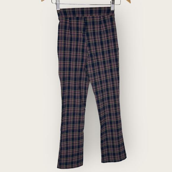 Urban Outfitters Lola Plaid Kick Flare Pant Size 0 Navy Pink Indie Sleeze Grunge - Picture 7 of 8